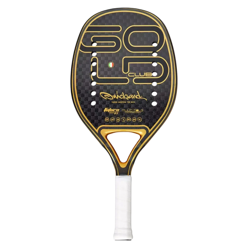 Quicksand Gold Club 2025 beach tennis racket with Glipper treatment for enhanced spin and control