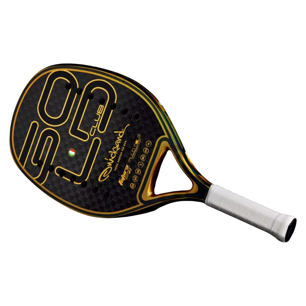 Side profile of Quicksand Gold Club 2025 beach tennis racket